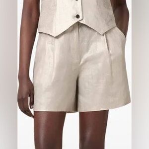All Saints Averie short in silver/ flax linen size 12